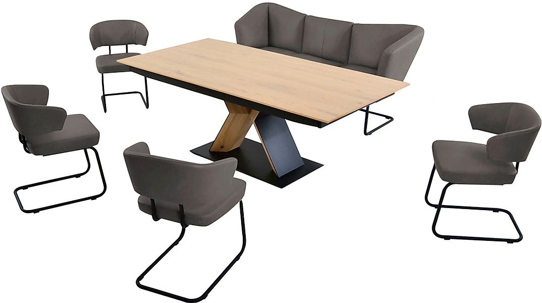 K+W Komfort & Wohnen Essgruppe "Mikkado Tube" 6 Stk. tlg. 4 Freischwinger u günstig online kaufen