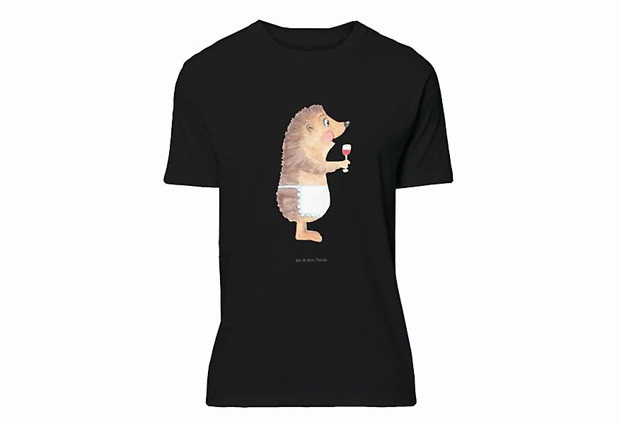 Mr. & Mrs. Panda T-Shirt Igel mit Wein - Schwarz - Geschenk, süße Tiermotiv günstig online kaufen
