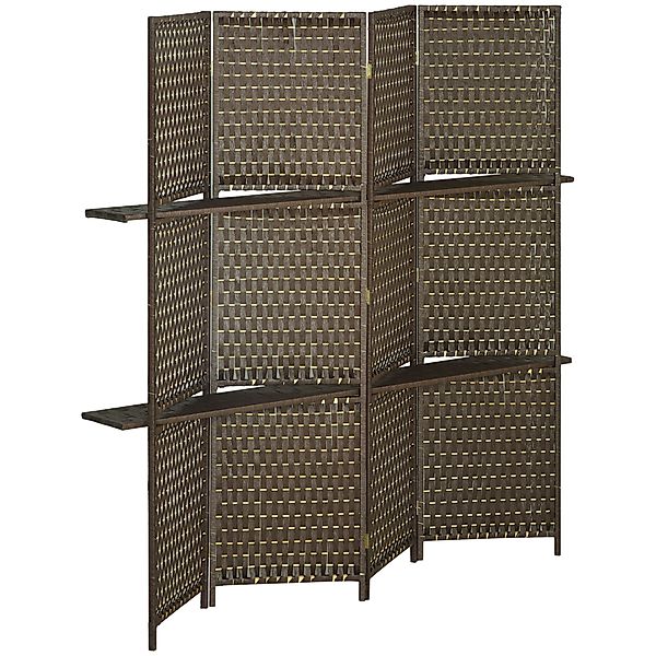 HOMCOM Innenraum-Paravent 4 Paneelen 181L x 180H cm 2 Regale faltbarer Raum günstig online kaufen