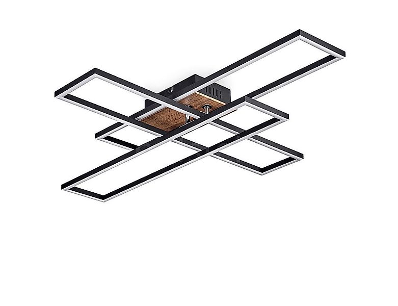 hofstein Deckenleuchte Deckenlampe aus Metall/MDF/Kunststoff in Schwarz/Hol günstig online kaufen