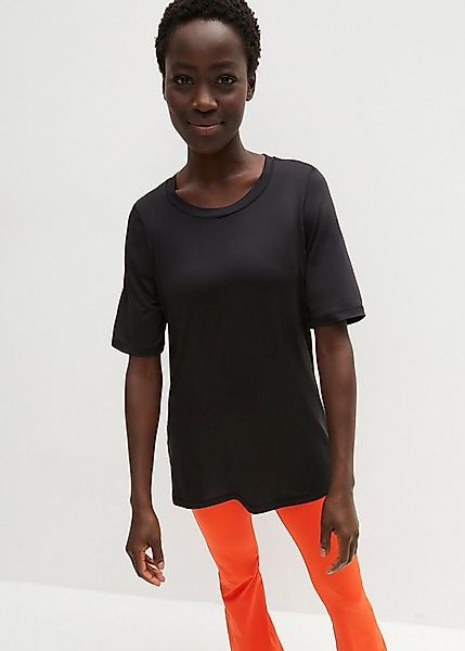 bonprix T-Shirt bequeme Passform, Halbarm, sportlicher Stil, mit Mesheinsat günstig online kaufen