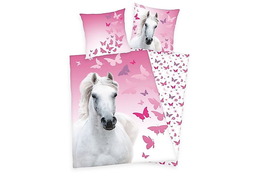 Herding Kinderbettwäsche Herding Bettwäsche mit Pferd weiß Butterfly 135 x günstig online kaufen
