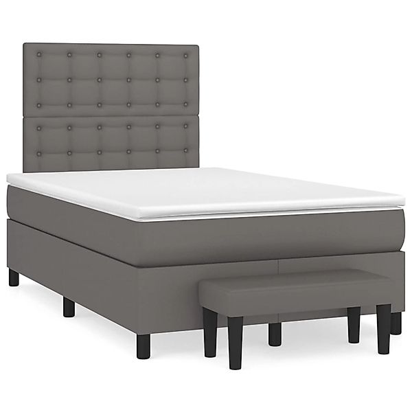 vidaXL Boxspringbett mit Matratze Grau 120x200 cm Kunstleder1469550 günstig online kaufen