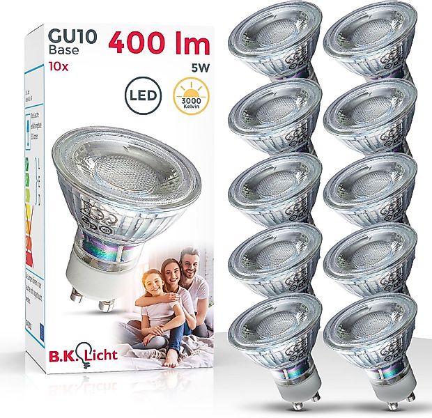 B.K.Licht LED-Leuchtmittel, GU10, 10 St., Warmweiß, LED Lampe Glüh-Birne Re günstig online kaufen