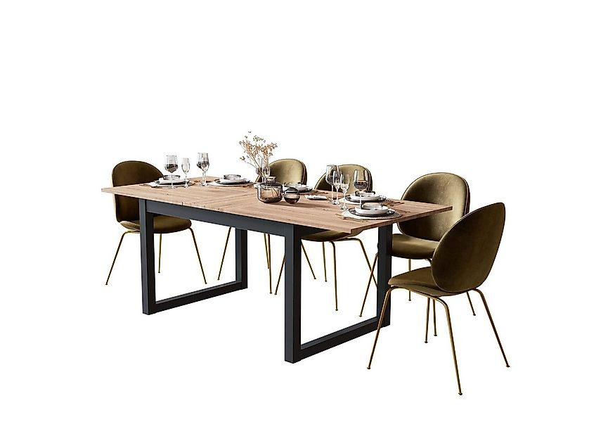 Newroom Esstisch Vincent, ausziehbar 160-200 cm inkl. Tischplatte Anthrazit günstig online kaufen