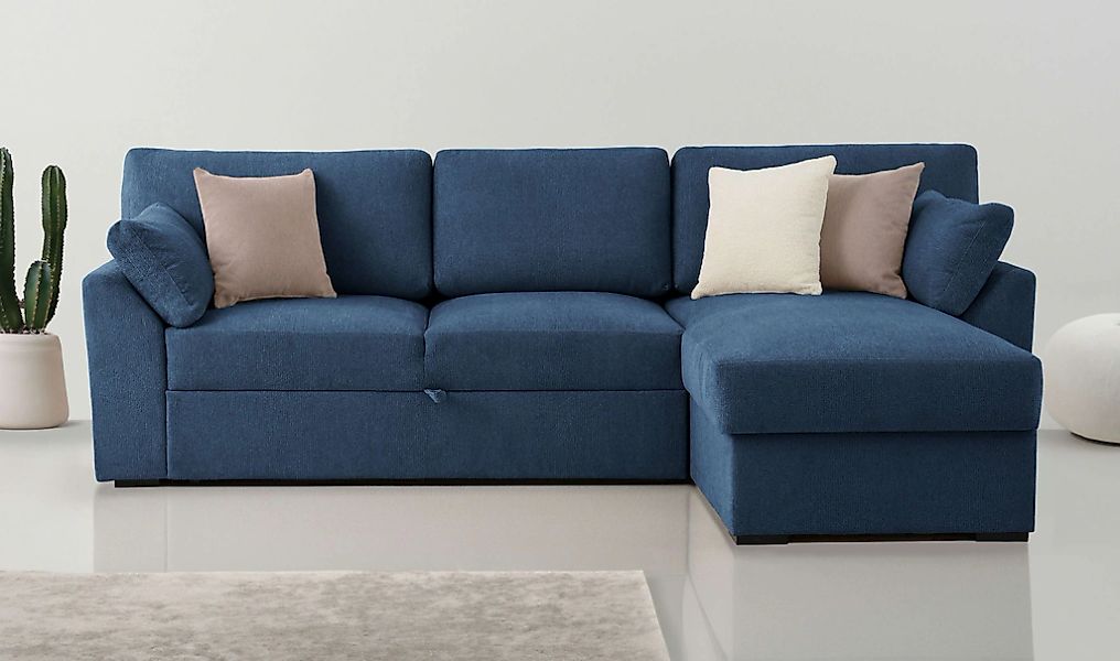 Home affaire Ecksofa "Citry" Breite 246 cm, Chenille, Bettfunktion, Bettkas günstig online kaufen