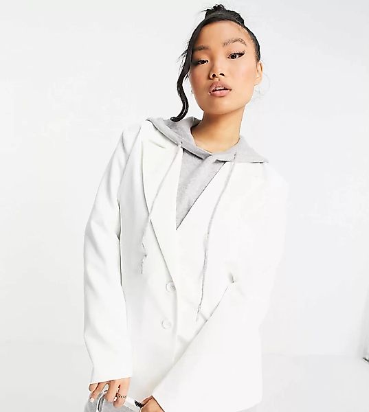 Urban Threads Petite – Zweireihiger Blazer in Weiß günstig online kaufen
