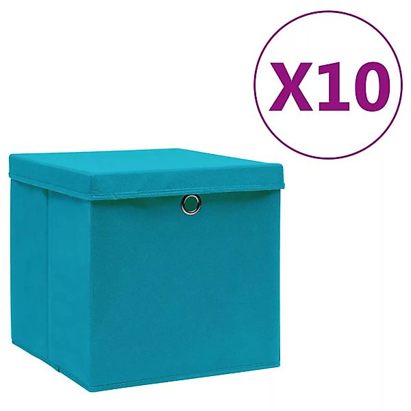 Aufbewahrungsboxen Mit Deckeln 10 Stk. 28x28x28 Cm Babyblau günstig online kaufen