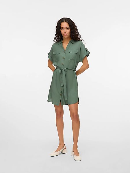 Vero Moda Midikleid "VMBUMPY SS SHORT SHIRT DRESS WVN GA NOOS" Brusttaschen günstig online kaufen