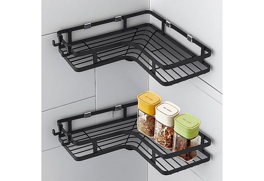 STILVORA Duschregal Badregal Küchenregal Duschablage Eckregal mit 4 Haken,o günstig online kaufen