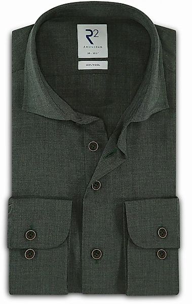 R2 Wolle Hemd Dunkelgrün - Größe 46 günstig online kaufen