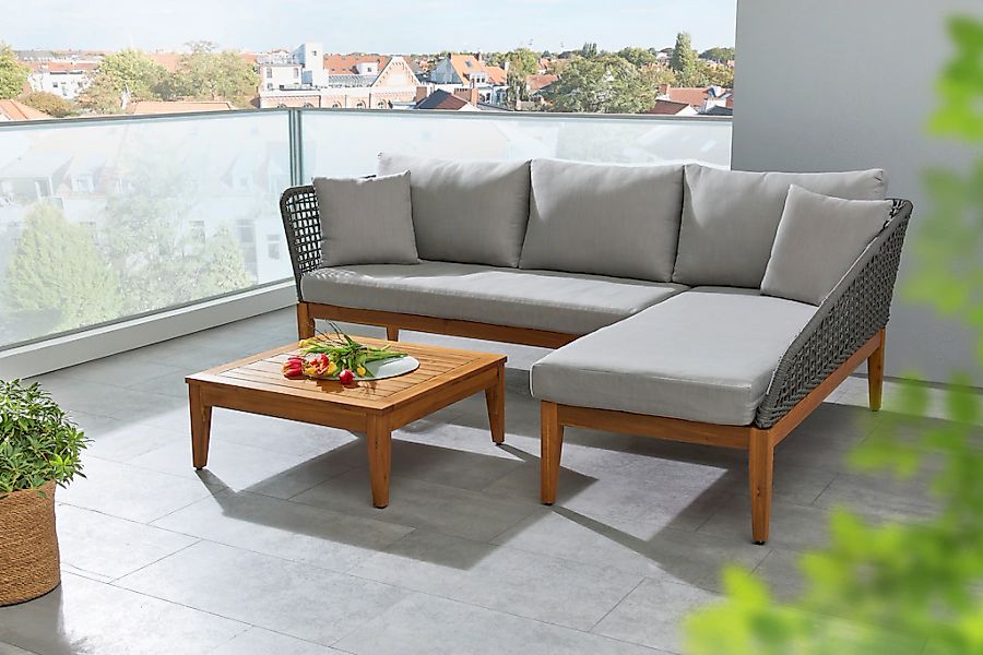 Timbers Gartenlounge-Set "Sunnyvale", (Set, 3 tlg., 2x Sofa, 1x Tisch/Hocke günstig online kaufen