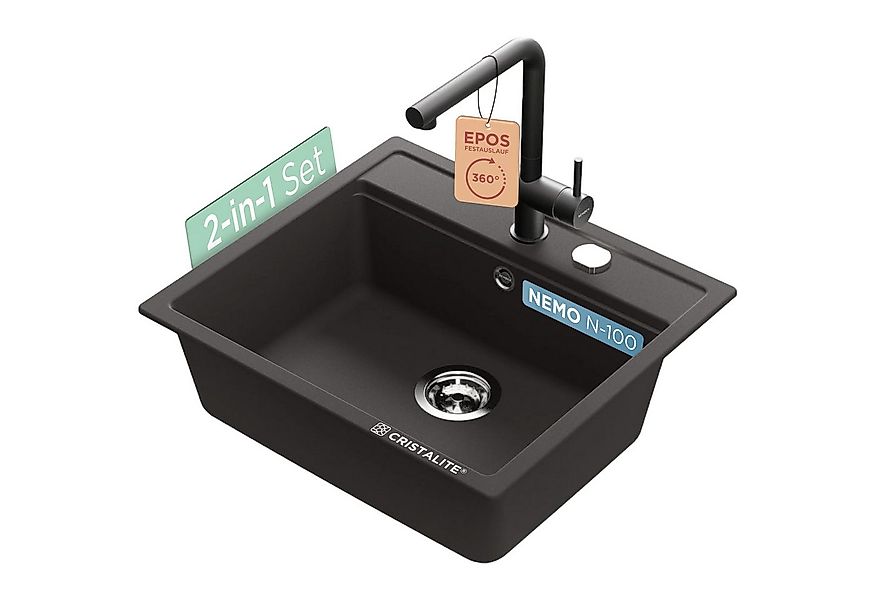Schock Granitspüle Nemo N-100 und Armatur Epos, eckig, 75/51 cm, (Set, 2 St günstig online kaufen