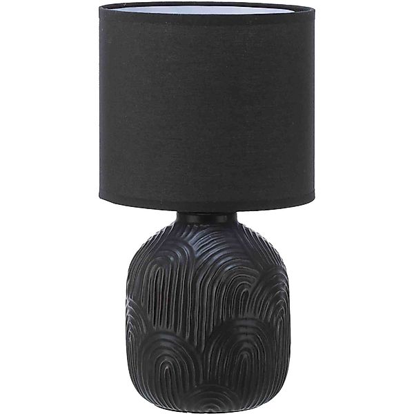 B&S Tischleuchte Keramik Tischlampe Stoffschirm Rund günstig online kaufen