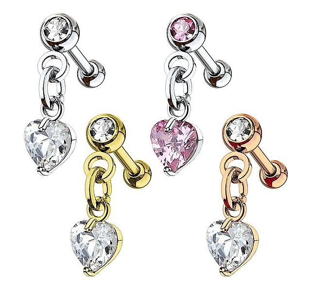 Taffstyle Piercing-Set Tragus Helix Cartilage Piercing Herz Kristall Anhäng günstig online kaufen