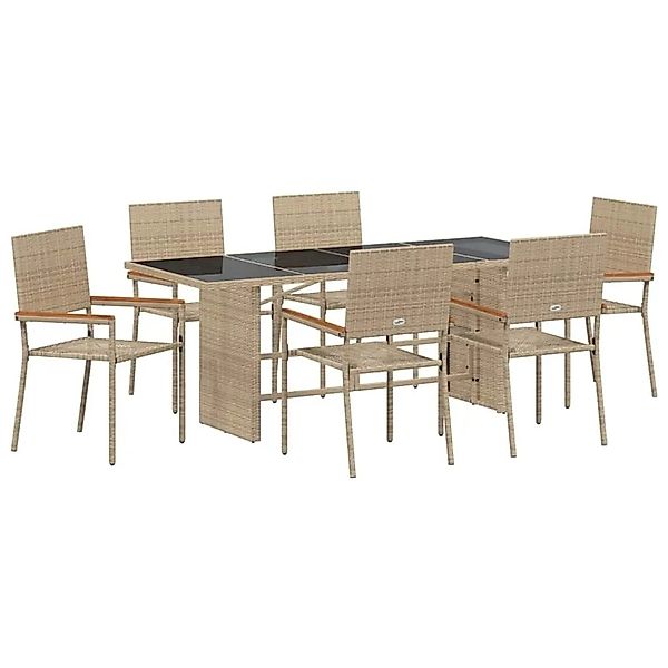 vidaXL Garten Essgruppe 7-Tlg Beige Poly-Rattan 3365426 günstig online kaufen