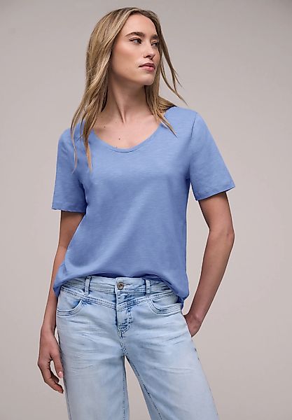 STREET ONE T-Shirt mit abgerundetem V-Ausschnitt günstig online kaufen