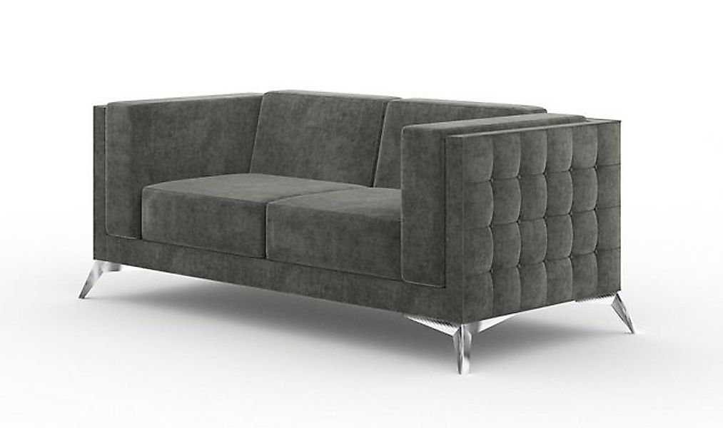 Xlmoebel Sofa Neu Grau 2-Sitzer Polster-Couch Chesterfield Sofa Set Sofasit günstig online kaufen