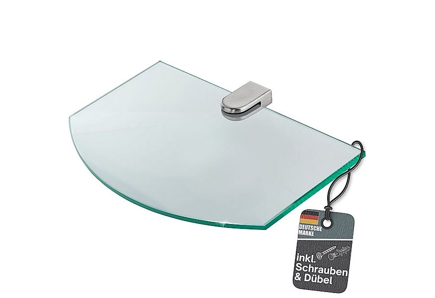 bonsport Badregal Glas Regal, Glasregal klar halbrund 25.4 x 14 x 0.6 cm günstig online kaufen