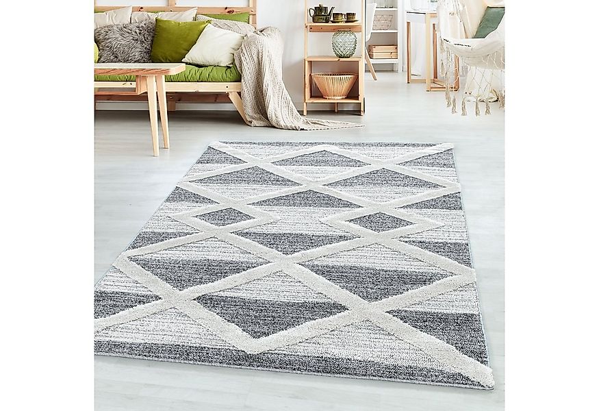 SIMPEX24 Teppich Geometrisch Design, Rund, Höhe: 20 mm, Teppich Wohnzimmer günstig online kaufen