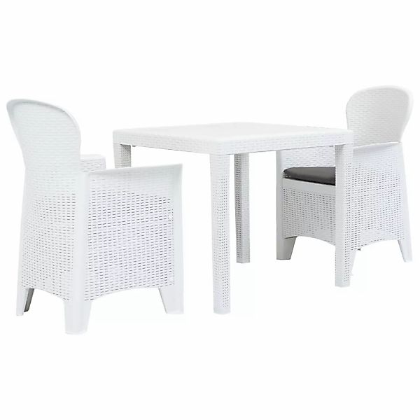 3-tlg. Bistro-set Kunststoff Weiß Rattan-optik günstig online kaufen