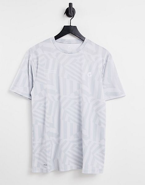 Gym 365 – Funktions-T-Shirt in Grau mit geometrischem Muster günstig online kaufen
