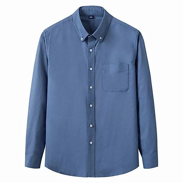 KIKI Langarmhemd Einfarbiges Oxford-Freizeithemd für Herren mit Taschen. Bu günstig online kaufen