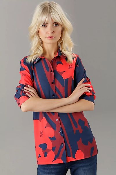 Aniston SELECTED Hemdbluse, mit großen Blumen in Knallfarbe günstig online kaufen