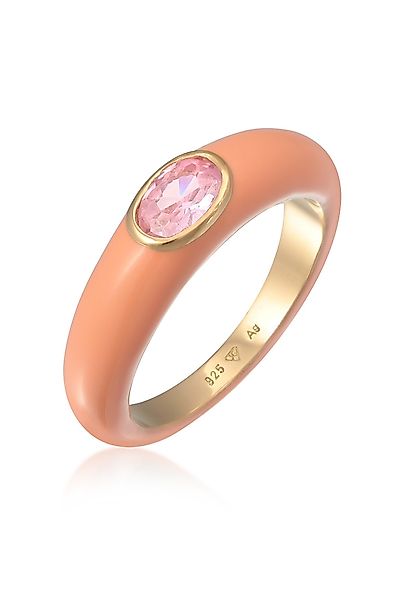Elli Fingerring Zirkonia Oval Solitär Emaille günstig online kaufen