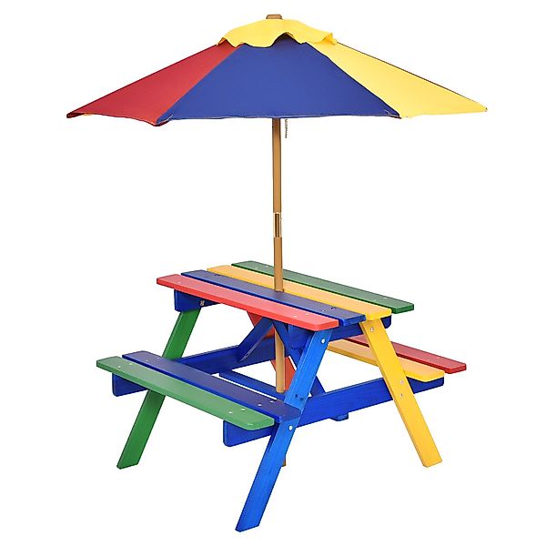COSTWAY Kindersitzgruppe, 2 Stühlen & Sonnenschirm, günstig online kaufen