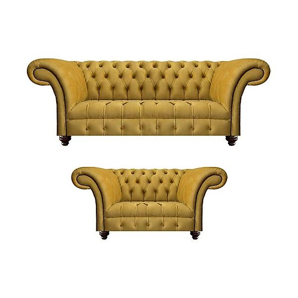 JVmoebel Chesterfield-Sofa Luxus 2x Sofas Gelb Neu Modern Möbel Wohnzimmer günstig online kaufen