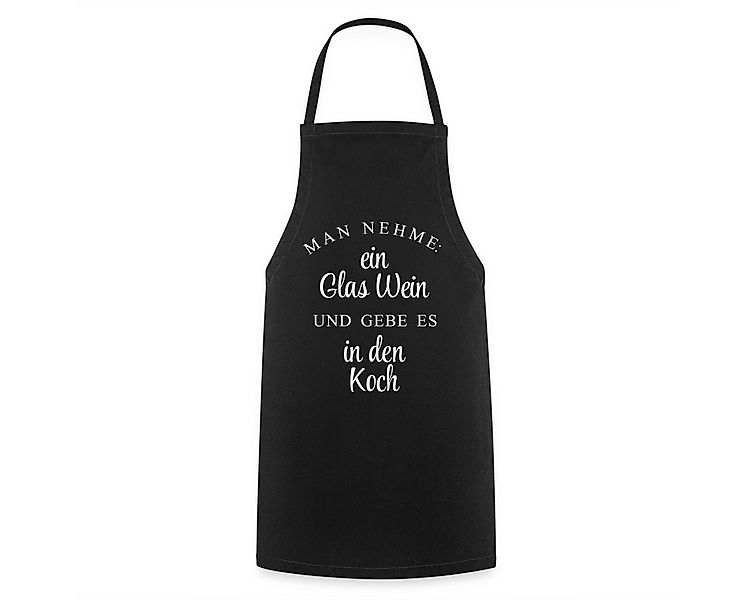 Spreadshirt Kochschürze Man Nehme Ein Glas Wein Und Gebe Es In Den Koch Koc günstig online kaufen