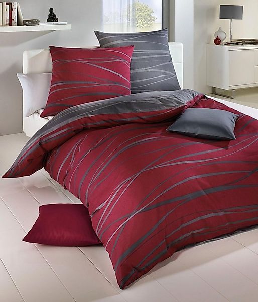 Kaeppel Wendebettwäsche Motion, Feinbiber, 2 teilig, Mit feinen Wellenlinie günstig online kaufen