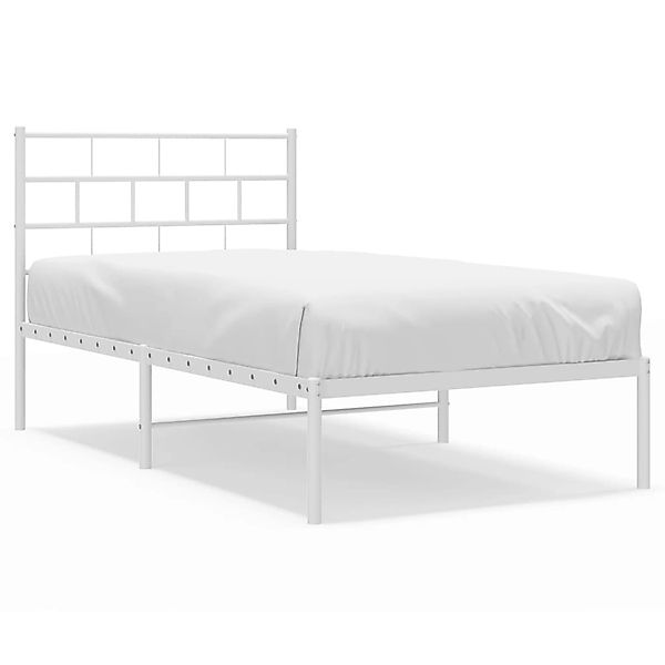 vidaXL Bett Bettgestell mit Kopfteil Metall Weiß 107x203 cm günstig online kaufen