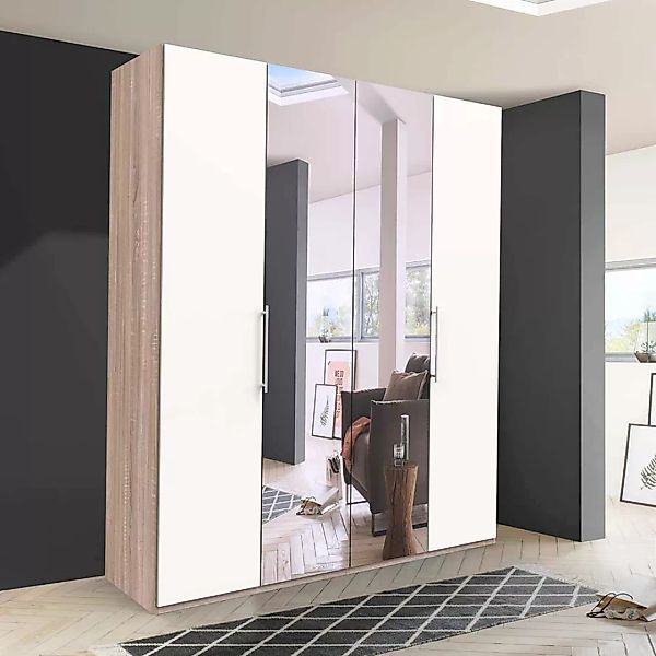 Moderner Schlafzimmerschrank mit Falttüren und Spiegel Made in Germany günstig online kaufen
