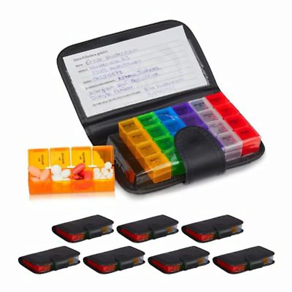 relaxdays 8 x Tablettenbox 7 Tage mit Etui schwarz günstig online kaufen