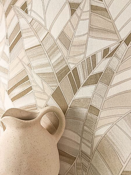 Newroom Vliestapete, Beige Tapete Modern Blätter günstig online kaufen