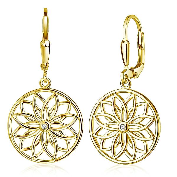Materia Paar Ohrhänger Damen Gold Blume günstig online kaufen