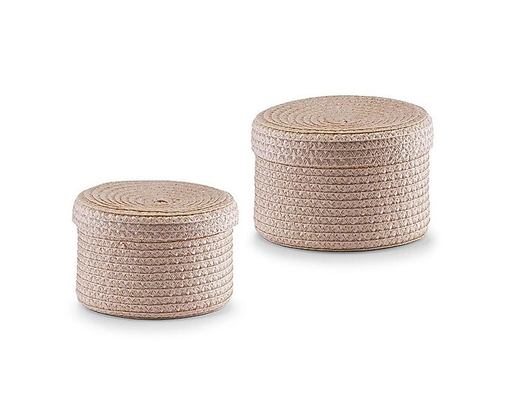 Zeller Present Aufbewahrungskorb Korb-Set m. Deckel, 2-tlg., rund, natur günstig online kaufen