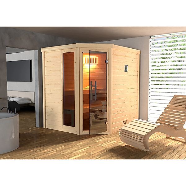 Weka Massivholzsauna Turku 1 Sparset 7,5 kW OS Glastür/Fenster günstig online kaufen