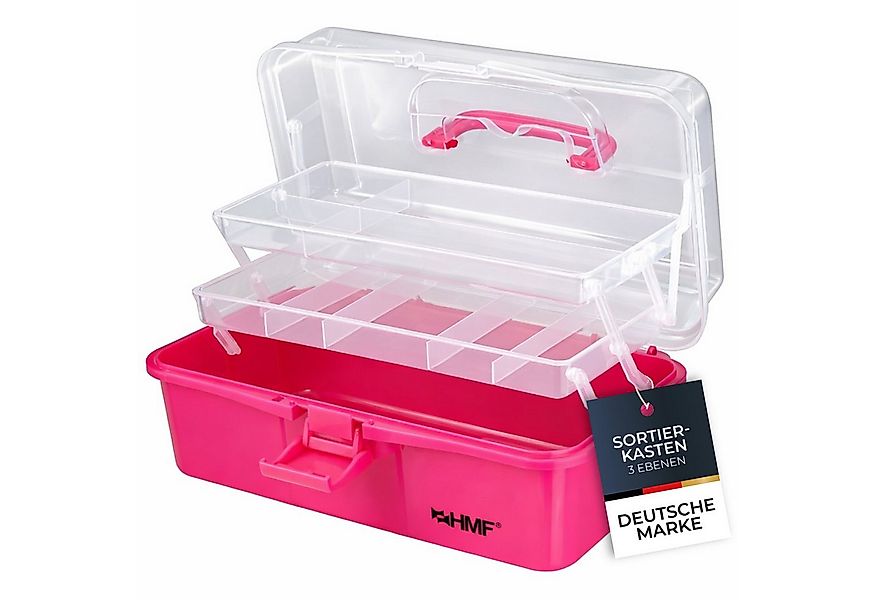 HMF Aufbewahrungsbox Nähkasten aufklappbar mit 3 Ebenen, Sortierbox mit 8 F günstig online kaufen