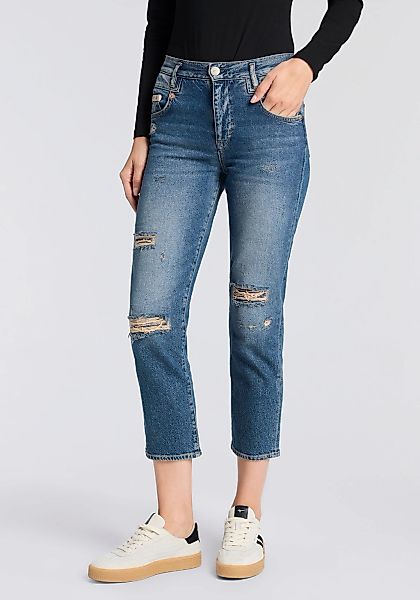 Herrlicher 5-Pocket-Jeans "Breezy Cropped Denim" Straight Fit mit Destroyed günstig online kaufen