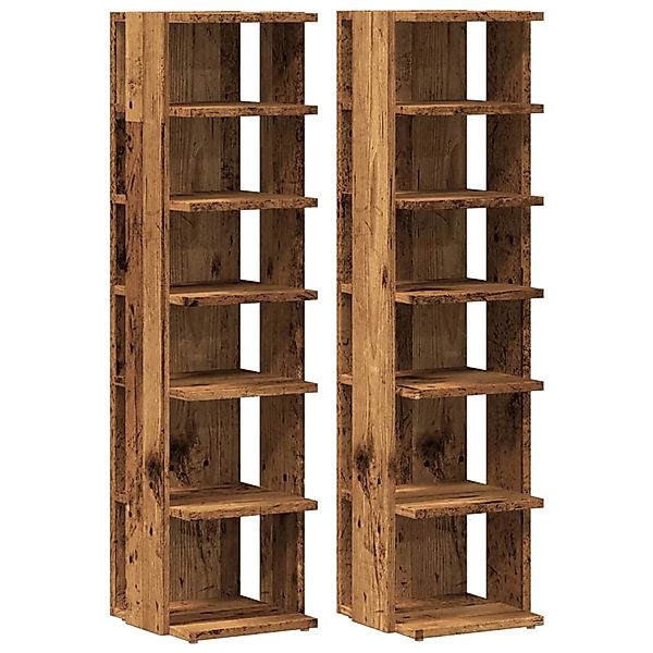 vidaXL Schuhschränke 2 Stk Altholz-Optik 28x27x102 cm Holzwerkstoff 856665 günstig online kaufen