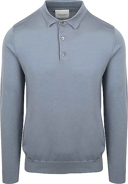 Profuomo Longsleeve Poloshirt Merinowolle Blau - Größe M günstig online kaufen
