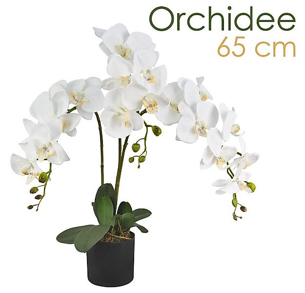 Kunstorchidee Künstliche Orchidee Kunstpflanze Pflanze Kunstblume Weiß Topf günstig online kaufen