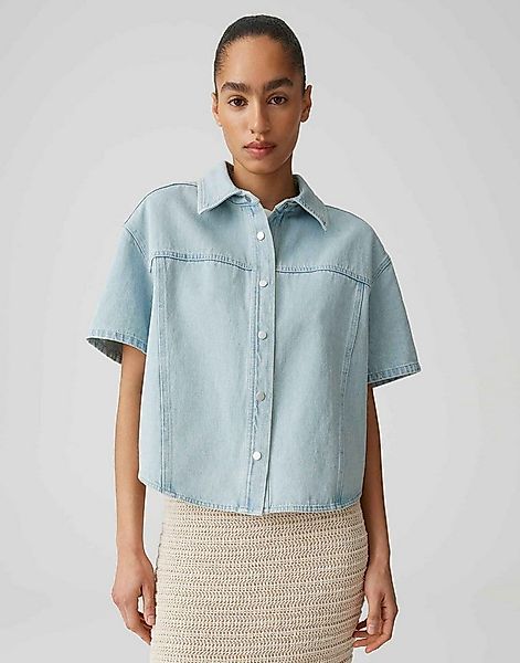 OPUS Kurzarmbluse Ferluna breath aus Denim mit weiter Passform abgesteppte günstig online kaufen