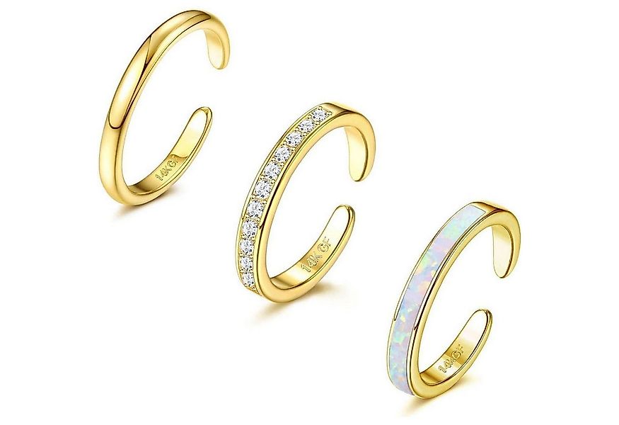 Diamday Piercing-Set Zehenringe 3er Set 14K Goldgefüllt Verstellbar Opal CZ günstig online kaufen