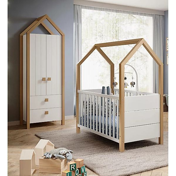 Babyzimmer Set 2-teilig mit Babybett Liegefläche 70x140 cm, Kiefer teilmass günstig online kaufen