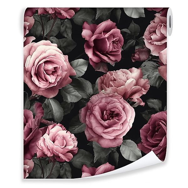 Wallarena Vliestapete Rosa Rosen Blätter Natur günstig online kaufen