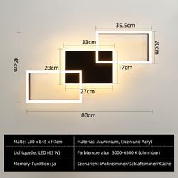 ZMH Deckenleuchten Rahmen Rautenförmige 48W/63W Schlafzimmer günstig online kaufen